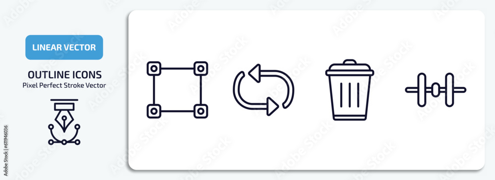 Poster user interface outline icons set. user interface thin line icons pack included metrize, update arrow
