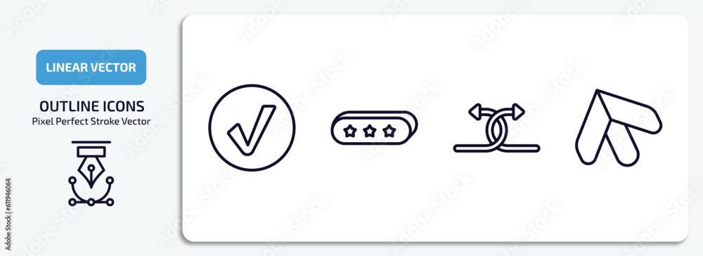 Poster user interface outline icons set. user interface thin line icons pack included round done button, 3d