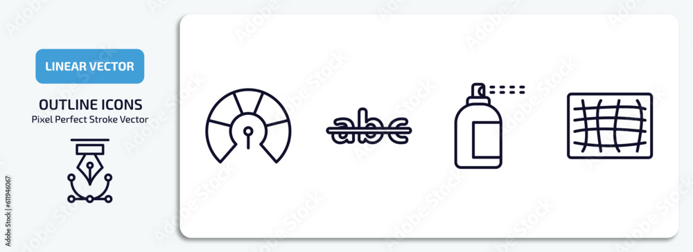 Poster user interface outline icons set. user interface thin line icons pack included indicators, strikethr