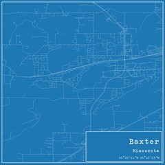 Blueprint US city map of Baxter, Minnesota.