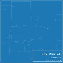 Blueprint US city map of New Munich, Minnesota.