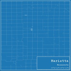Blueprint US city map of Marietta, Minnesota.