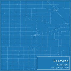 Blueprint US city map of Danvers, Minnesota.