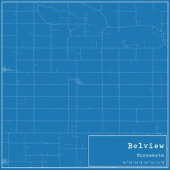 Blueprint US city map of Belview, Minnesota.