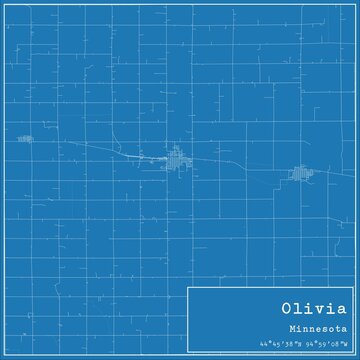 Blueprint US city map of Olivia, Minnesota.