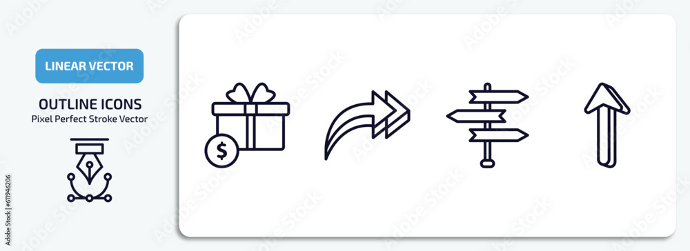 Poster user interface outline icons set. user interface thin line icons pack included incentive, 3d turn ri