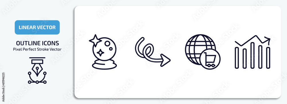 Poster user interface outline icons set. user interface thin line icons pack included psychic, sketch loop 