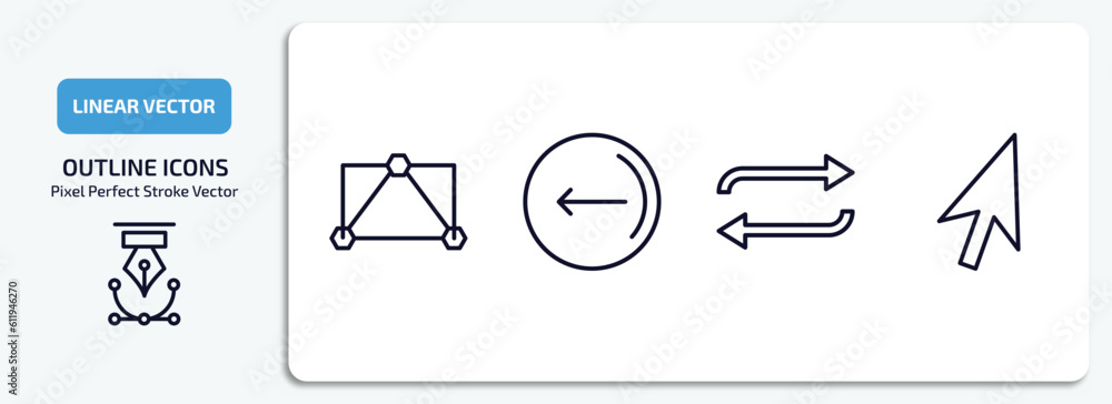 Poster user interface outline icons set. user interface thin line icons pack included data interconnected, 