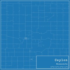 Blueprint US city map of Ceylon, Minnesota.
