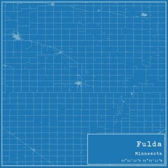 Blueprint US city map of Fulda, Minnesota.