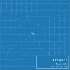 Blueprint US city map of Ivanhoe, Minnesota.