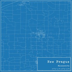Blueprint US city map of New Prague, Minnesota.