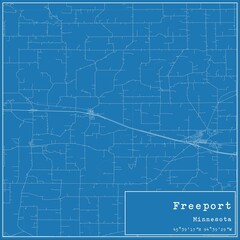 Blueprint US city map of Freeport, Minnesota. - obrazy, fototapety, plakaty