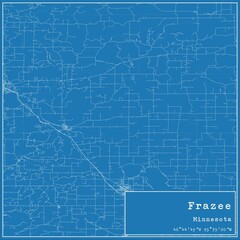 Blueprint US city map of Frazee, Minnesota.