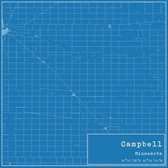 Blueprint US city map of Campbell, Minnesota.