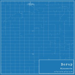 Blueprint US city map of Borup, Minnesota. - obrazy, fototapety, plakaty