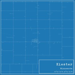 Blueprint US city map of Kiester, Minnesota.