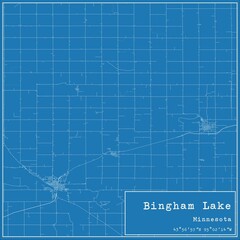 Blueprint US city map of Bingham Lake, Minnesota.