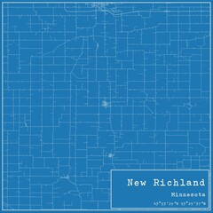 Blueprint US city map of New Richland, Minnesota.