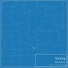 Blueprint US city map of Lowry, Minnesota.