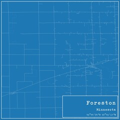 Blueprint US city map of Foreston, Minnesota.