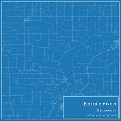 Blueprint US city map of Henderson, Minnesota.