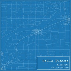 Blueprint US city map of Belle Plaine, Minnesota.