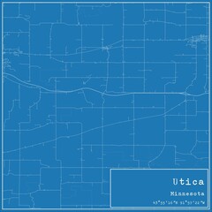 Blueprint US city map of Utica, Minnesota.