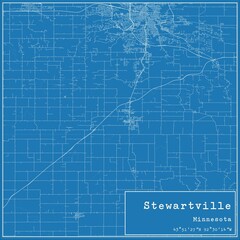 Blueprint US city map of Stewartville, Minnesota.