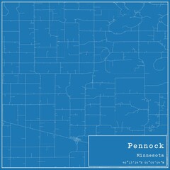 Fototapeta premium Blueprint US city map of Pennock, Minnesota.