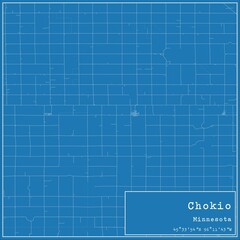 Blueprint US city map of Chokio, Minnesota.