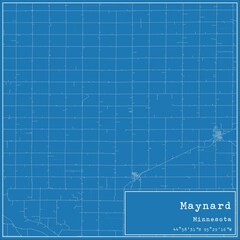 Blueprint US city map of Maynard, Minnesota.