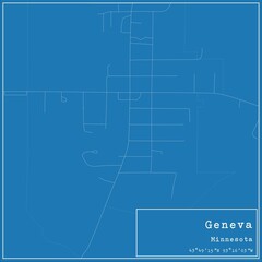 Blueprint US city map of Geneva, Minnesota.