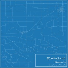 Blueprint US city map of Cleveland, Minnesota.