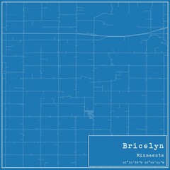 Blueprint US city map of Bricelyn, Minnesota.
