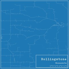 Blueprint US city map of Rollingstone, Minnesota.