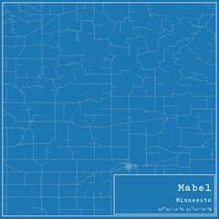 Blueprint US city map of Mabel, Minnesota.