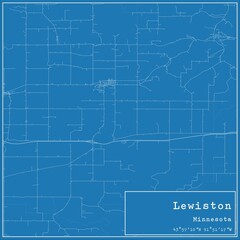 Blueprint US city map of Lewiston, Minnesota.