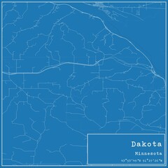 Blueprint US city map of Dakota, Minnesota.