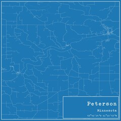 Blueprint US city map of Peterson, Minnesota.