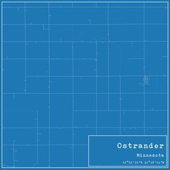 Blueprint US city map of Ostrander, Minnesota.