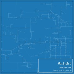 Blueprint US city map of Wright, Minnesota.