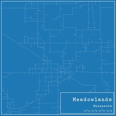 Blueprint US city map of Meadowlands, Minnesota.