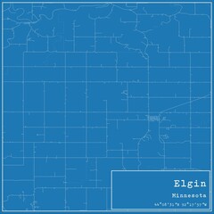 Blueprint US city map of Elgin, Minnesota.