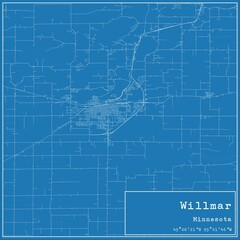 Fototapeta premium Blueprint US city map of Willmar, Minnesota.