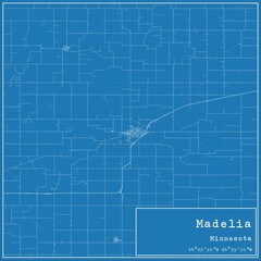 Blueprint US city map of Madelia, Minnesota.