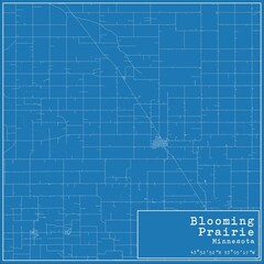 Blueprint US city map of Blooming Prairie, Minnesota.