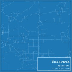 Blueprint US city map of Nashwauk, Minnesota.