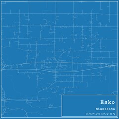 Blueprint US city map of Esko, Minnesota.