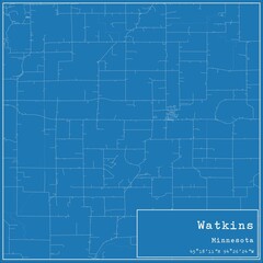 Blueprint US city map of Watkins, Minnesota.